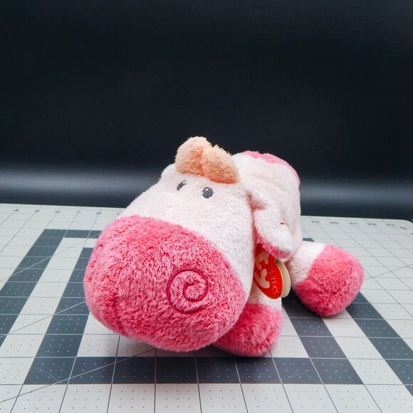 Ty Pluffies MOOER Pink Cow 9" w/Tags Stuffed Animal Toy Plush TyLux 2008 - Picture 1 of 11